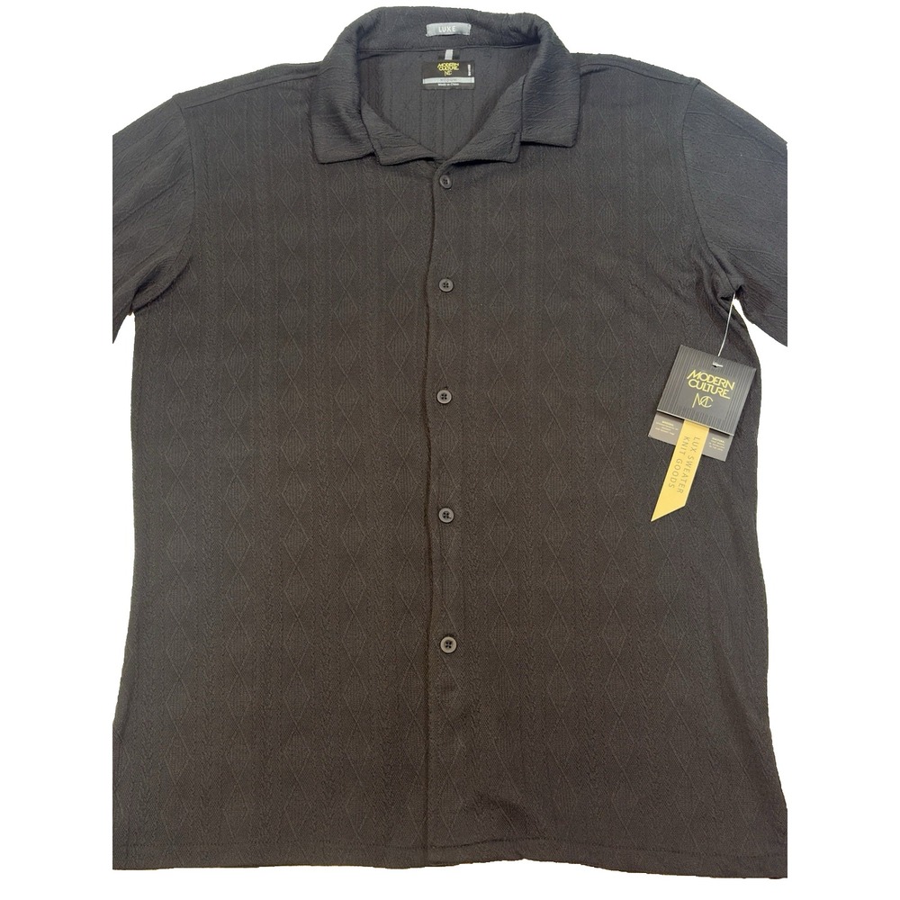 NWT - Modern Culture Button Up Shirt Men's Size M -m BLACK (KNIT)